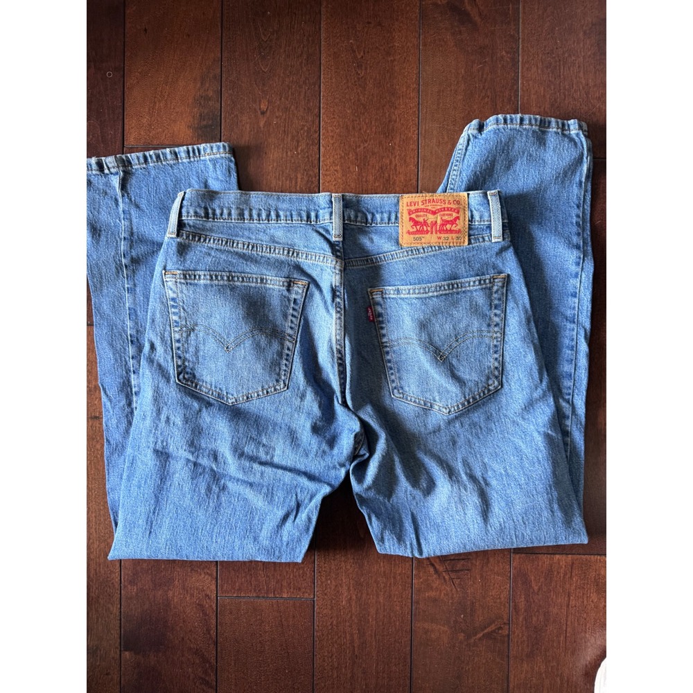Levis 505 Regular Fit Straight Leg Mens Blue Denim Jeans W32 L30 Medium Wash